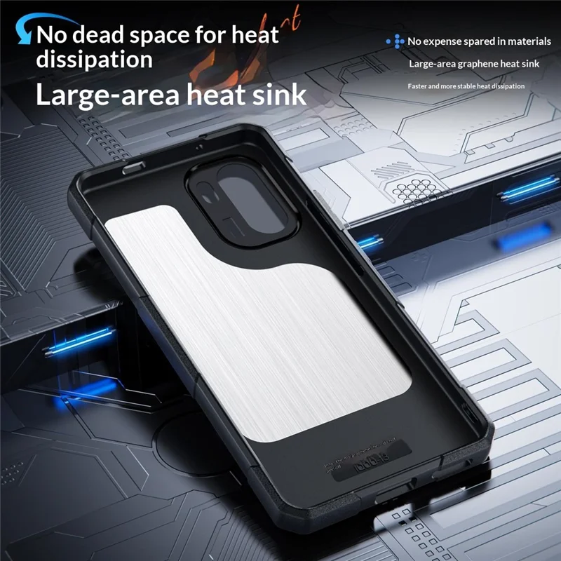 Voor OnePlus Ace 6 5G Hoesje Grafiet Koeling TPU + PC Pantser Stootvrij Telefoonhoesje - Zwart