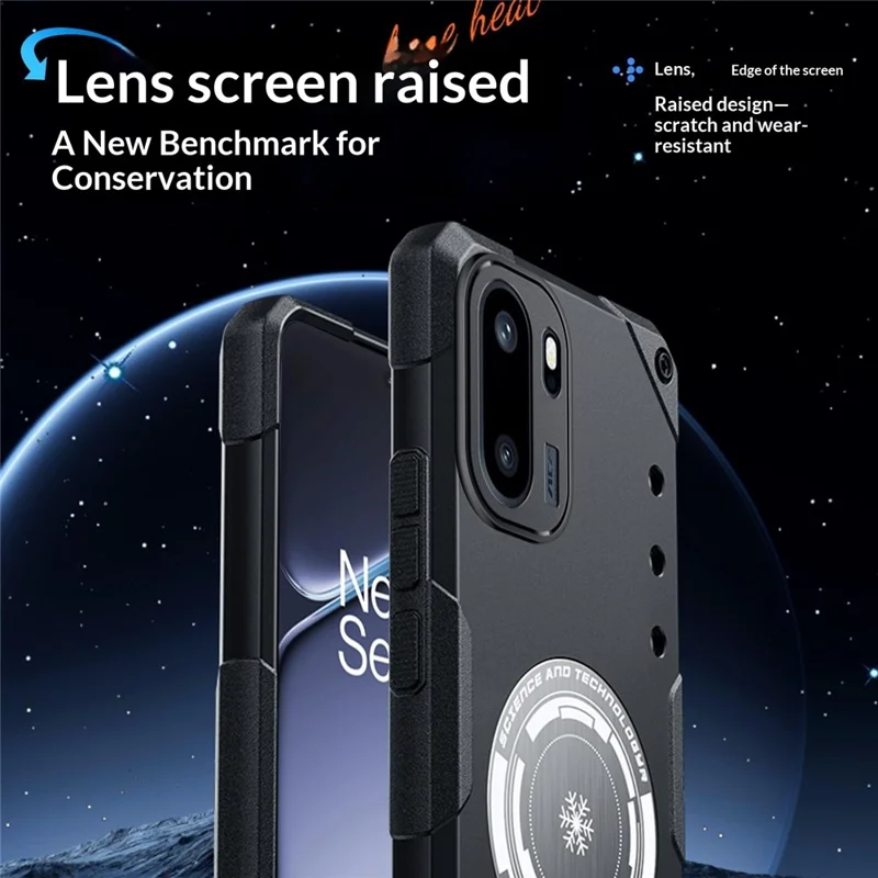 Voor OnePlus Ace 6 5G Hoesje Grafiet Koeling TPU + PC Pantser Stootvrij Telefoonhoesje - Zwart