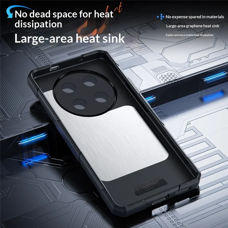 Capa para Honor X80 Pro Max 5G Capa de Telemóvel com Armação Resistente e Refrigeração de Grafeno TPU + PC à Prova de Choques - Preto