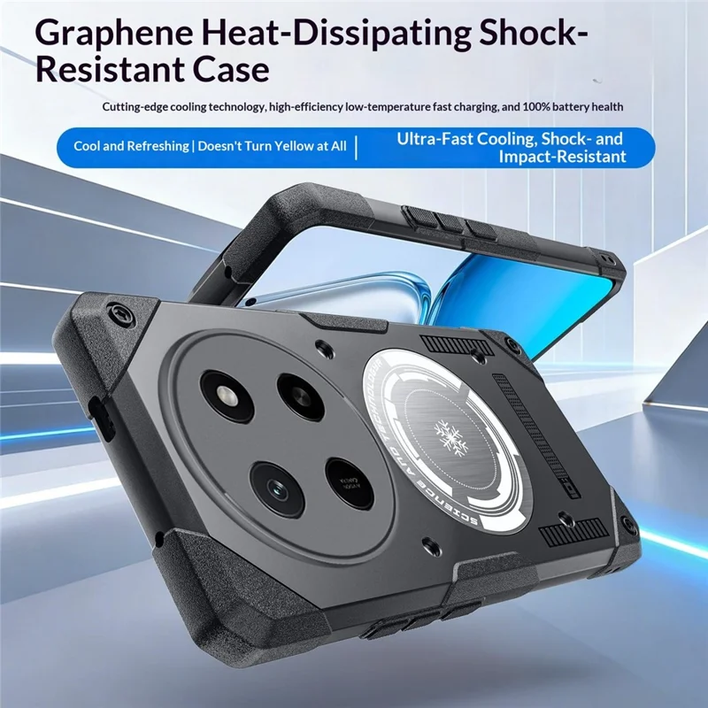 Capa para Honor X80 Pro Max 5G Capa de Telemóvel com Armação Resistente e Refrigeração de Grafeno TPU + PC à Prova de Choques - Preto