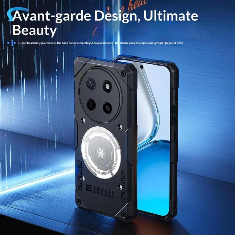 Capa para Honor X80 Pro Max 5G Capa de Telemóvel com Armação Resistente e Refrigeração de Grafeno TPU + PC à Prova de Choques - Preto