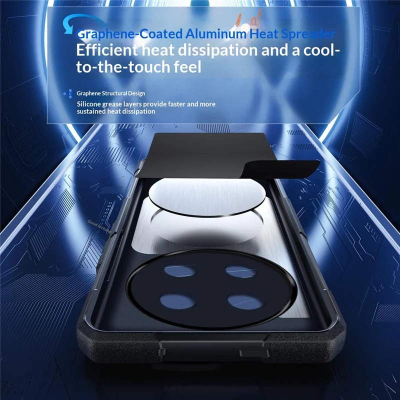 Capa para Honor X80 Pro Max 5G Capa de Telemóvel com Armação Resistente e Refrigeração de Grafeno TPU + PC à Prova de Choques - Preto