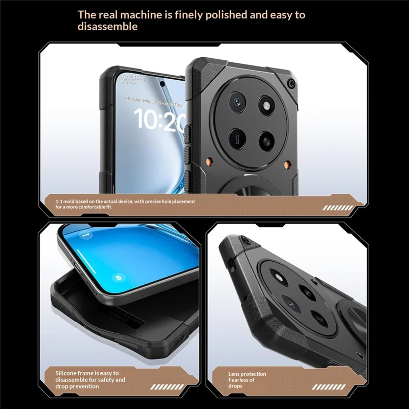 Für Honor X80 Pro Max 5G Magnetische Hülle 360° Drehbarer Ringständer TPU Handyhülle - Schwarz