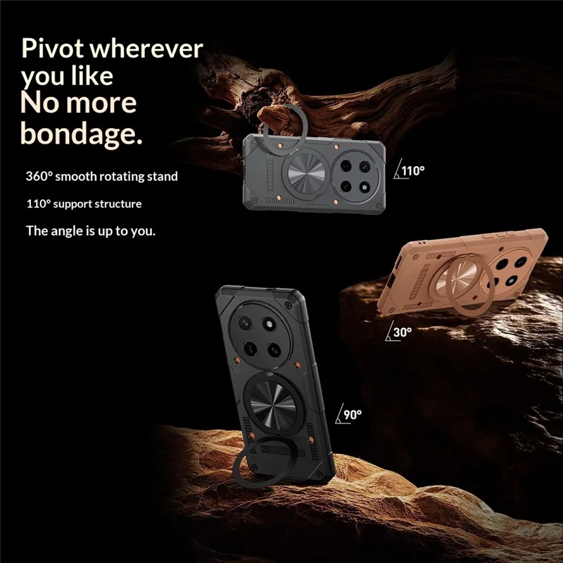 Für Honor X80 Pro Max 5G Magnetische Hülle 360° Drehbarer Ringständer TPU Handyhülle - Schwarz