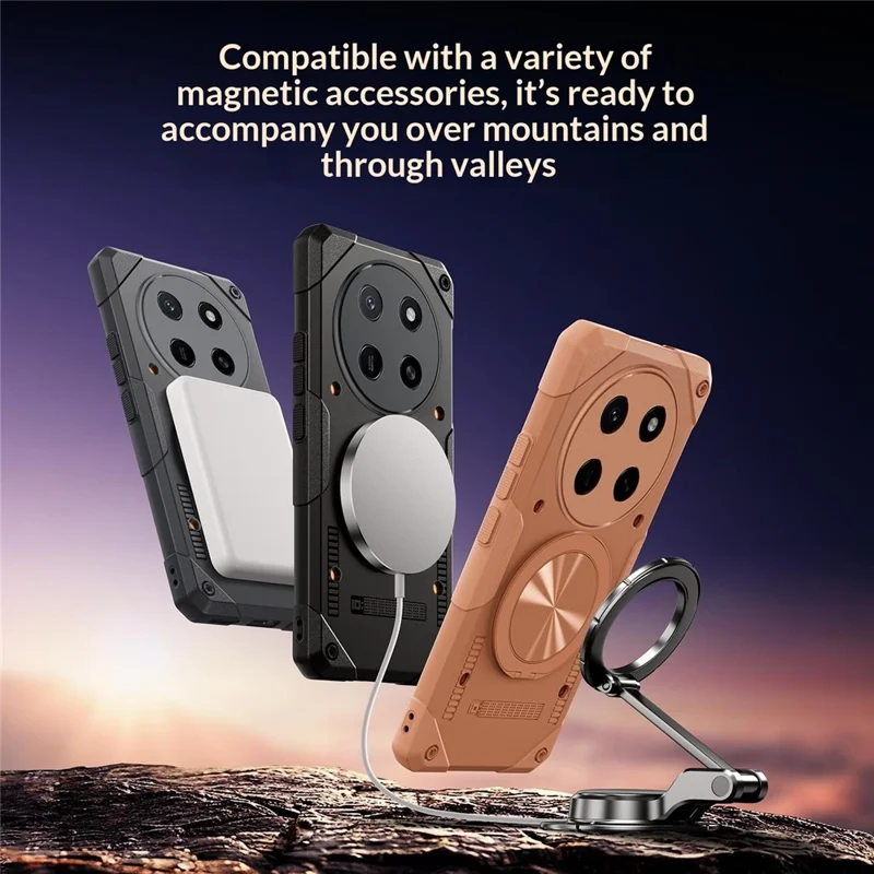 Für Honor X80 Pro Max 5G Magnetische Hülle 360° Drehbarer Ringständer TPU Handyhülle - Schwarz