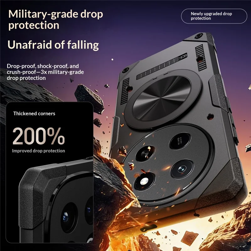 Für Honor X80 Pro Max 5G Magnetische Hülle 360° Drehbarer Ringständer TPU Handyhülle - Schwarz