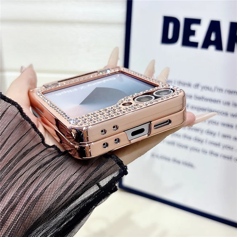 For Samsung Galaxy Z Flip7 FE 5G / Z Flip6 5G Case with Ring Holder Kickstand Bow Design Glitter PC Phone Cover - Silver