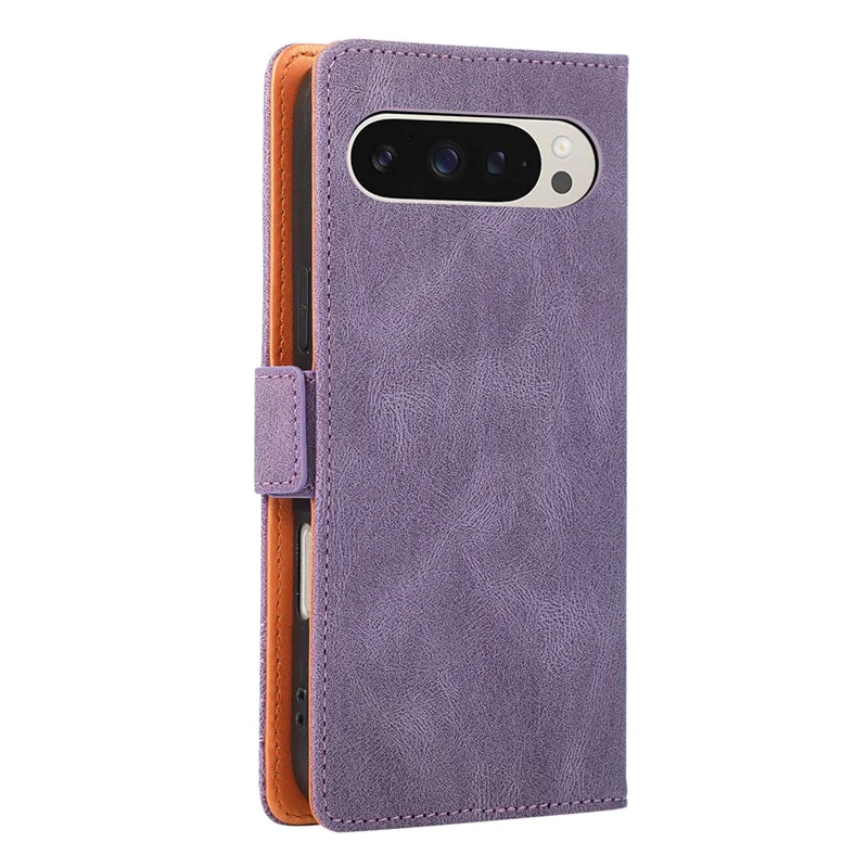 For Google Pixel 10 Pro XL Case U-Shape Decoration Magnetic Side Clasp Wallet Leather Phone Cover with Wrist Strap - Purple