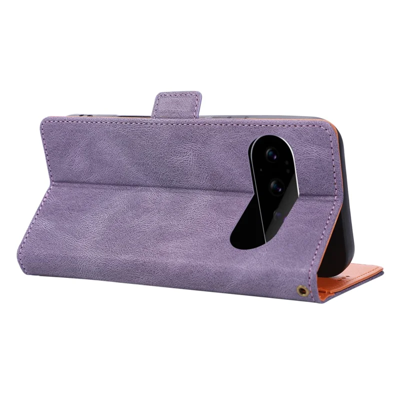 For Google Pixel 11 Pro  /  Pixel 11 Case U-Shape Decoration Magnetic Side Clasp Wallet Leather Phone Cover with Wrist Strap - Purple