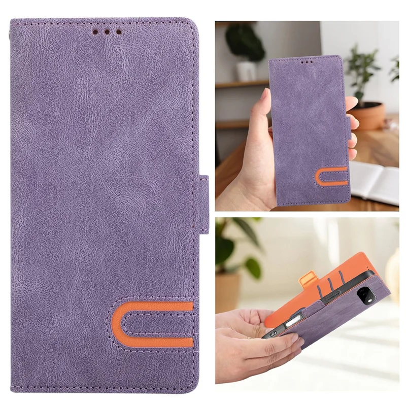 For Google Pixel 11 Pro  /  Pixel 11 Case U-Shape Decoration Magnetic Side Clasp Wallet Leather Phone Cover with Wrist Strap - Purple