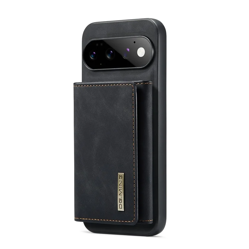 DG.MING M1 Series for Google Pixel 11 / Pixel 11 Pro Phone Case PU + TPU + PC Back Cover with Magnetic Tri-Fold Wallet Kickstand - Black