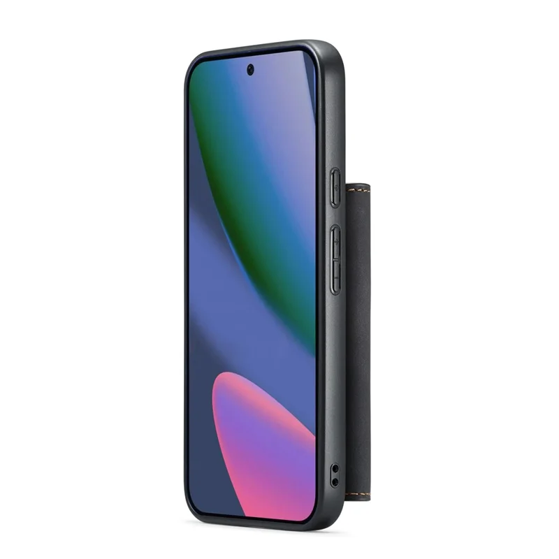 DG.MING M1 Series for Google Pixel 11 / Pixel 11 Pro Phone Case PU + TPU + PC Back Cover with Magnetic Tri-Fold Wallet Kickstand - Black
