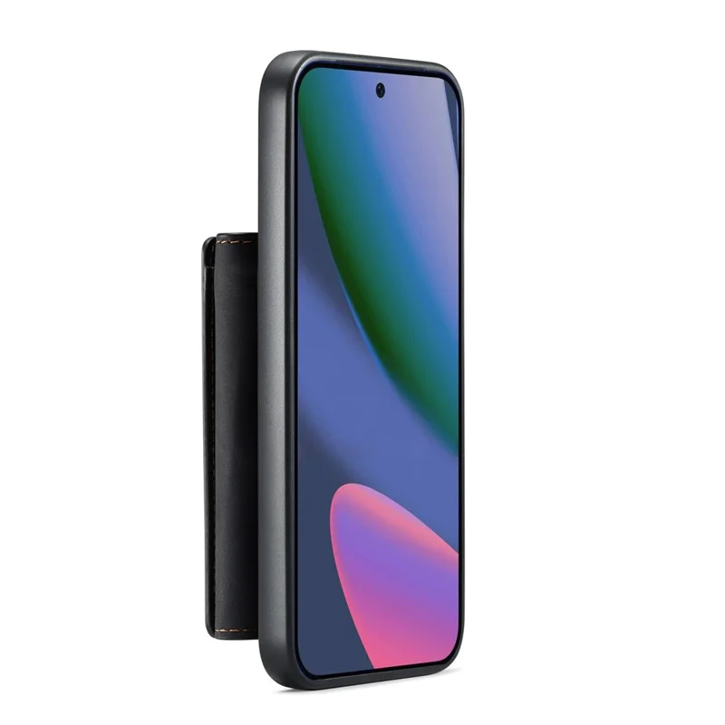 DG.MING M1 Series for Google Pixel 11 Pro XL Phone Case PU + TPU + PC Back Cover with Magnetic Tri-Fold Wallet Kickstand - Black