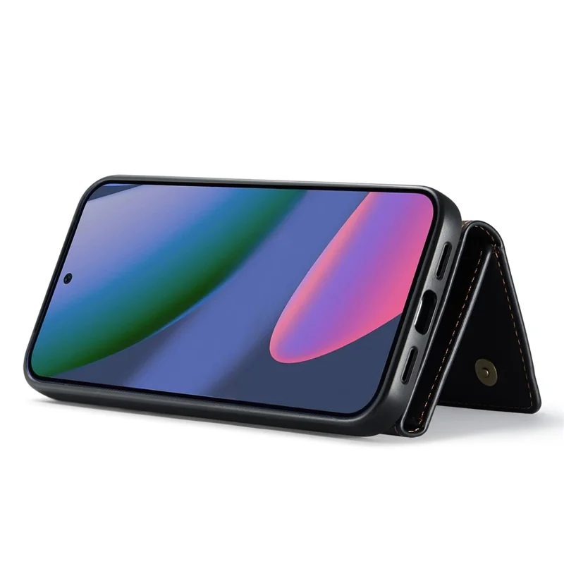 DG.MING M1 Series for Google Pixel 11 Pro XL Phone Case PU + TPU + PC Back Cover with Magnetic Tri-Fold Wallet Kickstand - Black