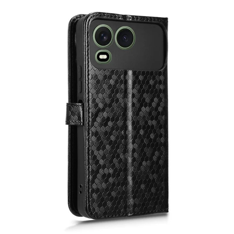 For itel A200  /  A200+ Wallet Case Dot Pattern Imprint PU Leather Phone Cover with Wrist Strap - Black