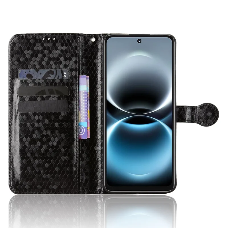 For Huawei nova Y74 4G Wallet Case Dot Pattern Imprint PU Leather Phone Cover with Wrist Strap - Black