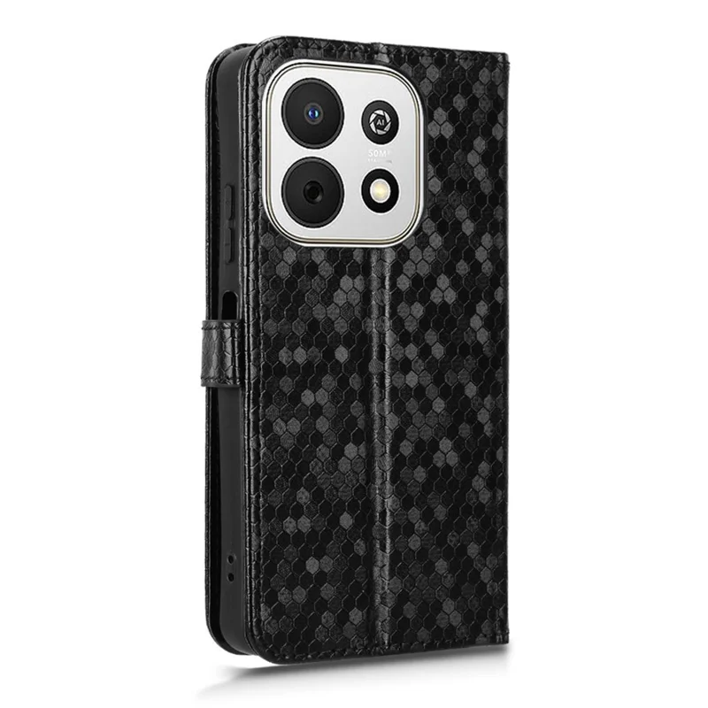For Huawei nova Y74 4G Wallet Case Dot Pattern Imprint PU Leather Phone Cover with Wrist Strap - Black