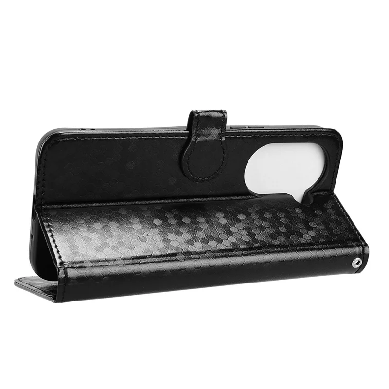 For Honor X7e 4G Wallet Case Dot Pattern Imprint PU Leather Phone Cover with Wrist Strap - Black