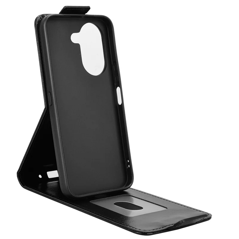For Honor X7e 4G  /  Play 80 Plus 5G Stand Case Magnetic Clasp Vertical Flip Leather Phone Cover with Card Holder - Black