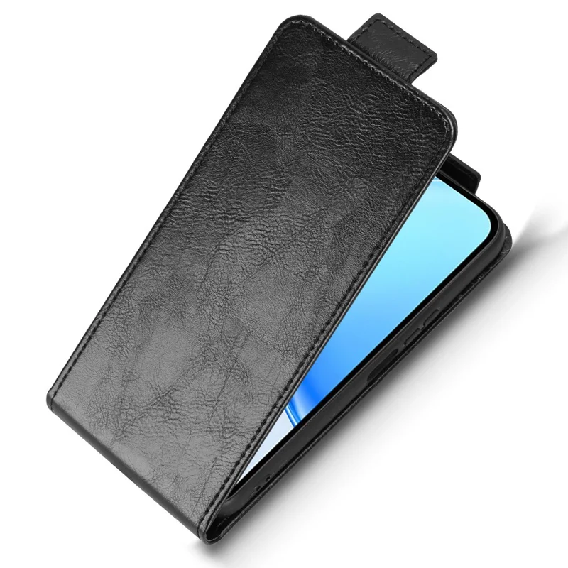 For Honor X7e 4G  /  Play 80 Plus 5G Stand Case Magnetic Clasp Vertical Flip Leather Phone Cover with Card Holder - Black