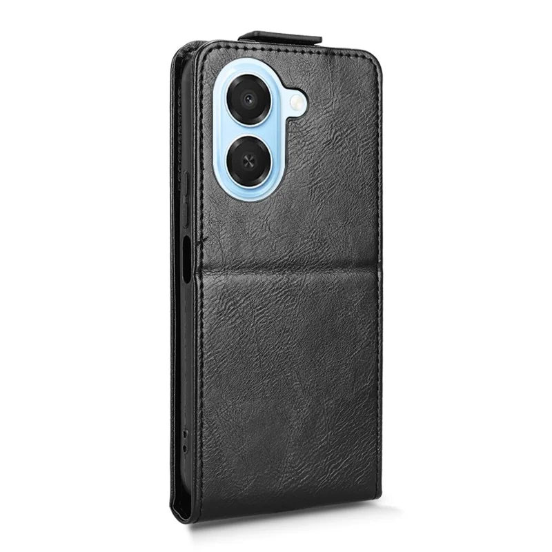 For Honor X7e 4G  /  Play 80 Plus 5G Stand Case Magnetic Clasp Vertical Flip Leather Phone Cover with Card Holder - Black