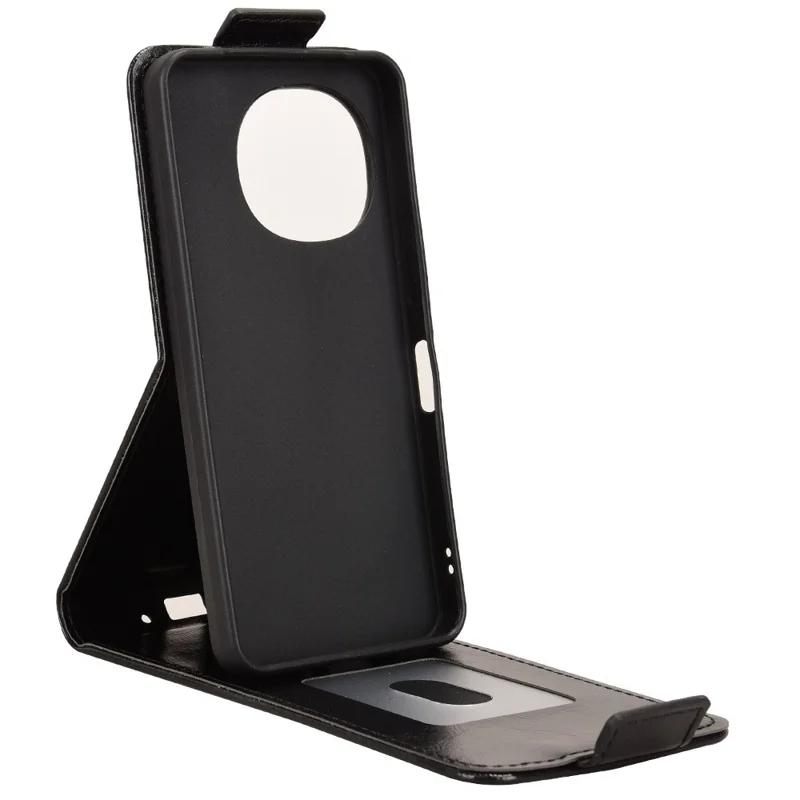 For Sharp Aquos R11 Stand Case Magnetic Clasp Vertical Flip Leather Phone Cover with Card Holder - Black