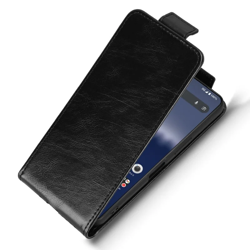 For Sharp Aquos R11 Stand Case Magnetic Clasp Vertical Flip Leather Phone Cover with Card Holder - Black