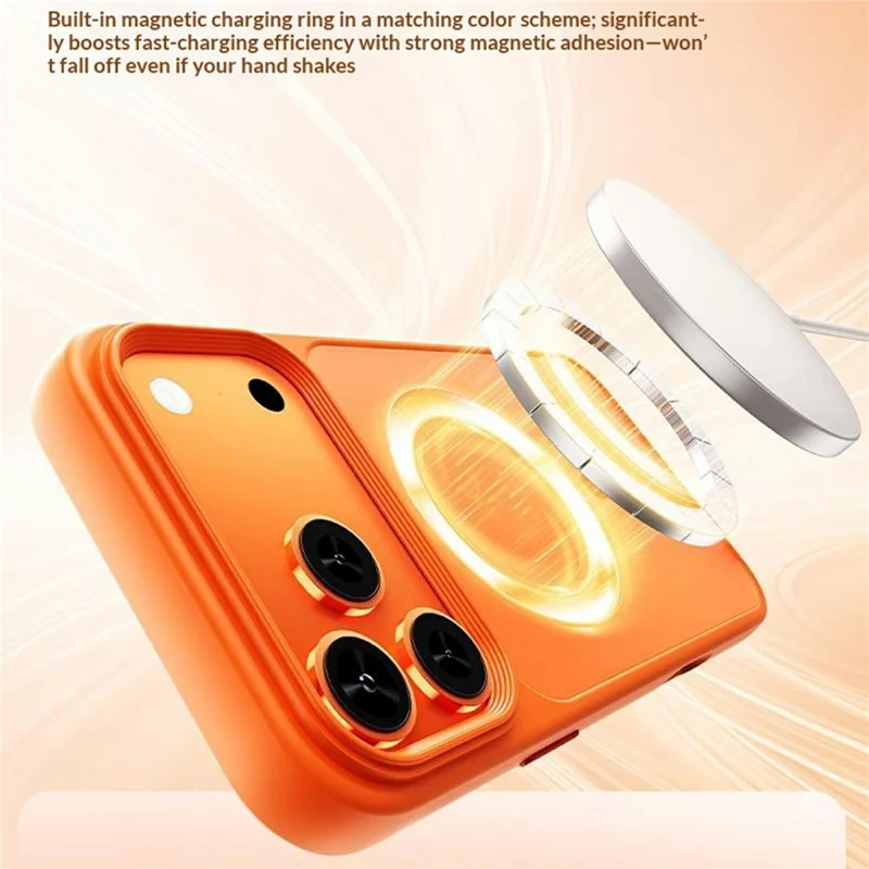 For iPhone 18 Pro Magnetic Case Skin-Feel Rubberized PC + TPU Phone Cover Compatible with MagSafe - Orange