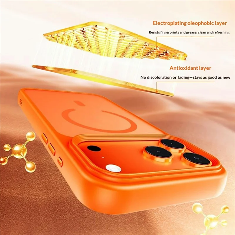 For iPhone 18 Pro Magnetic Case Skin-Feel Rubberized PC + TPU Phone Cover Compatible with MagSafe - Orange