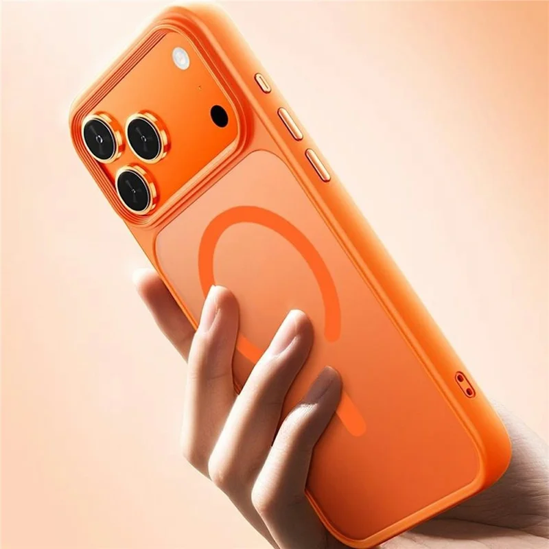 For iPhone 18 Pro Magnetic Case Skin-Feel Rubberized PC + TPU Phone Cover Compatible with MagSafe - Orange