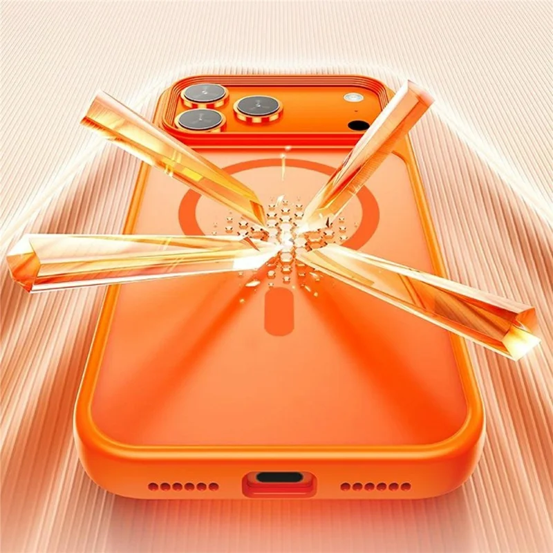 For iPhone 18 Pro Magnetic Case Skin-Feel Rubberized PC + TPU Phone Cover Compatible with MagSafe - Orange