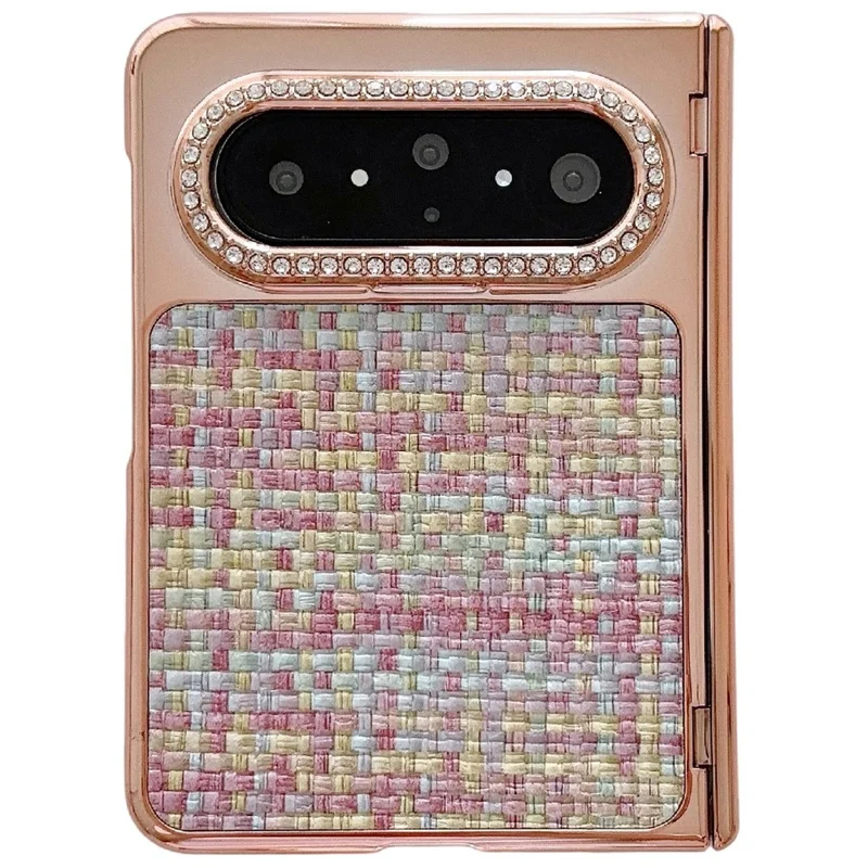 For Huawei Pura X Max Case Shockproof Woven Texture Leather + PC Protective Cover with Screen Protector - Gold