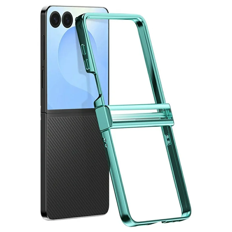 For Samsung Galaxy Z Flip8 Case Hinge Design Electroplating PC Clear Phone Cover - Green