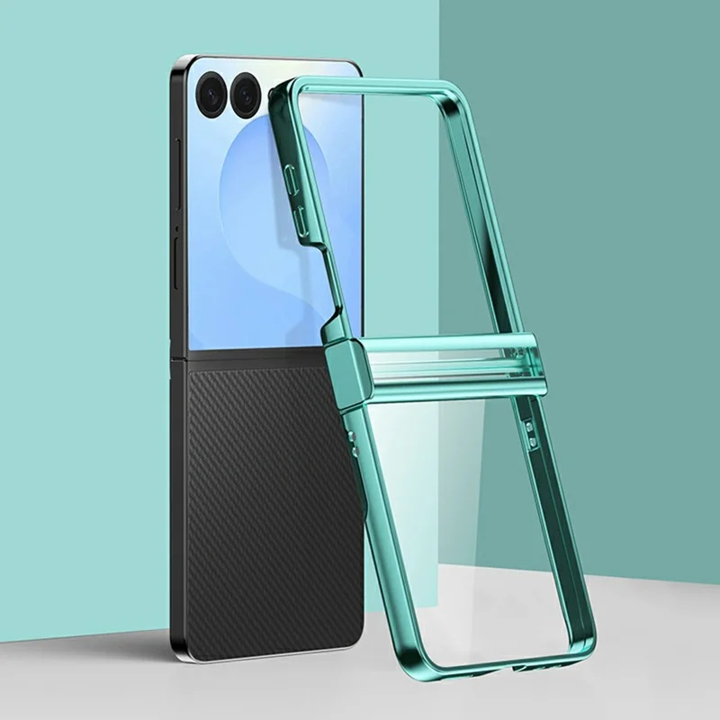 For Samsung Galaxy Z Flip8 Case Hinge Design Electroplating PC Clear Phone Cover - Green