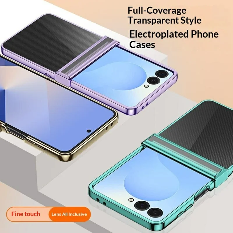 For Samsung Galaxy Z Flip8 Case Hinge Design Electroplating PC Clear Phone Cover - Green