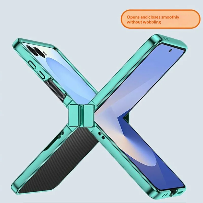 For Samsung Galaxy Z Flip8 Case Hinge Design Electroplating PC Clear Phone Cover - Green