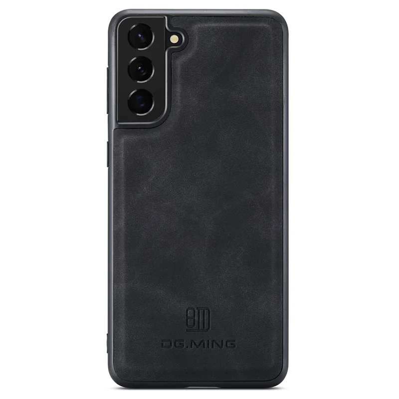 DG.MING For Samsung Galaxy S21 FE 5G Case PU Leather Covered PC + TPU Hybrid Phone Shell - Black