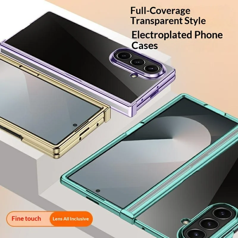 For Samsung Galaxy Z Fold8 Ultra Case Hinge Design Electroplating PC Clear Phone Cover - Green