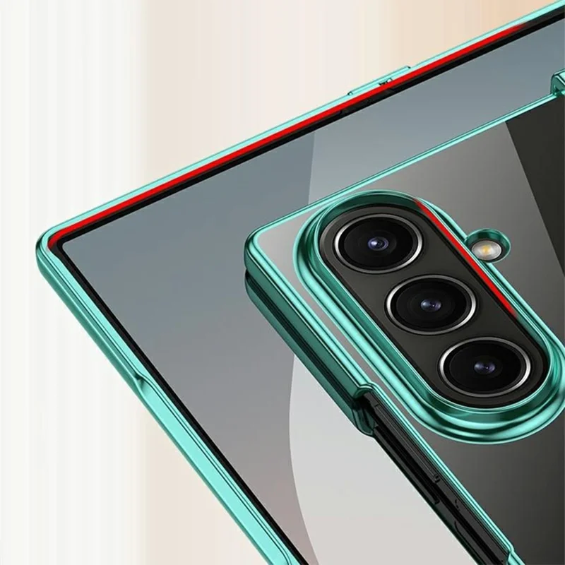 For Samsung Galaxy Z Fold8 Ultra Case Hinge Design Electroplating PC Clear Phone Cover - Green