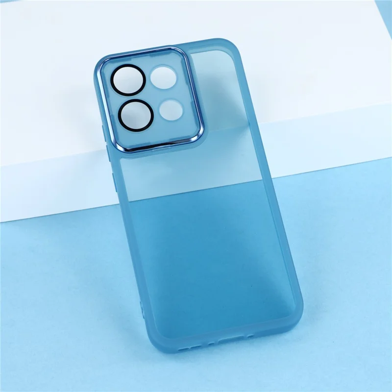 For Oppo Reno16 F 5G Case Electroplated Camera Frame TPU Phone Cover - Transparent Blue