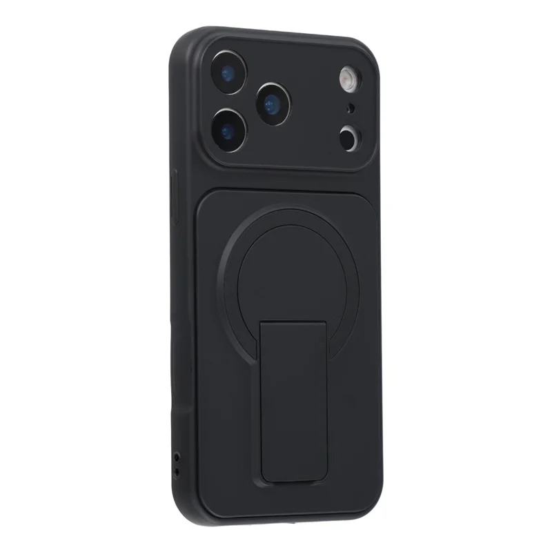 For iPhone 17 Pro Case Invisible Kickstand Rubberized Acrylic + TPU Shockproof Phone Cover - Black