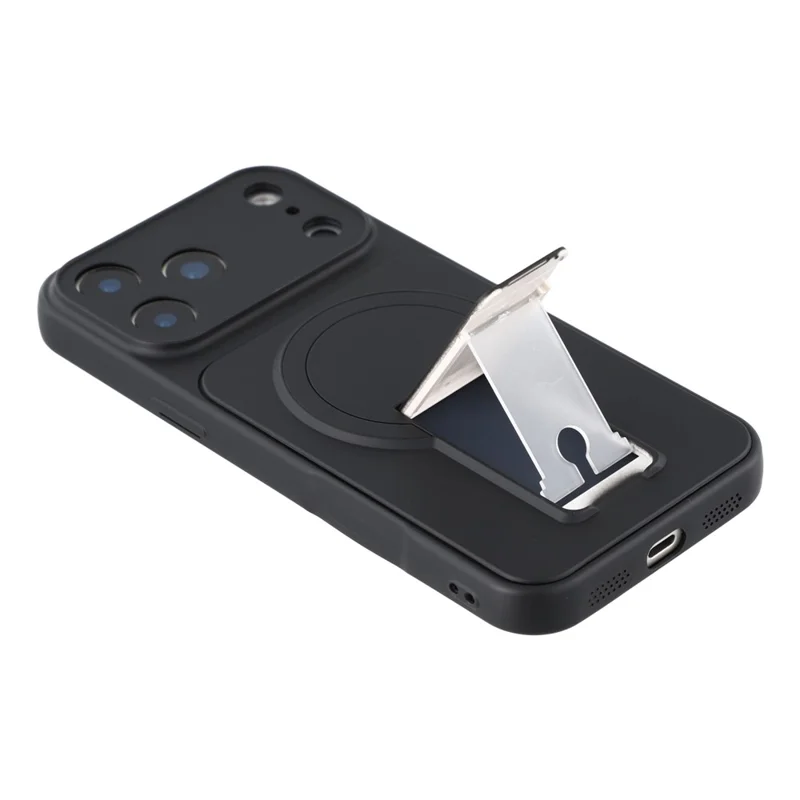 For iPhone 17 Pro Case Invisible Kickstand Rubberized Acrylic + TPU Shockproof Phone Cover - Black