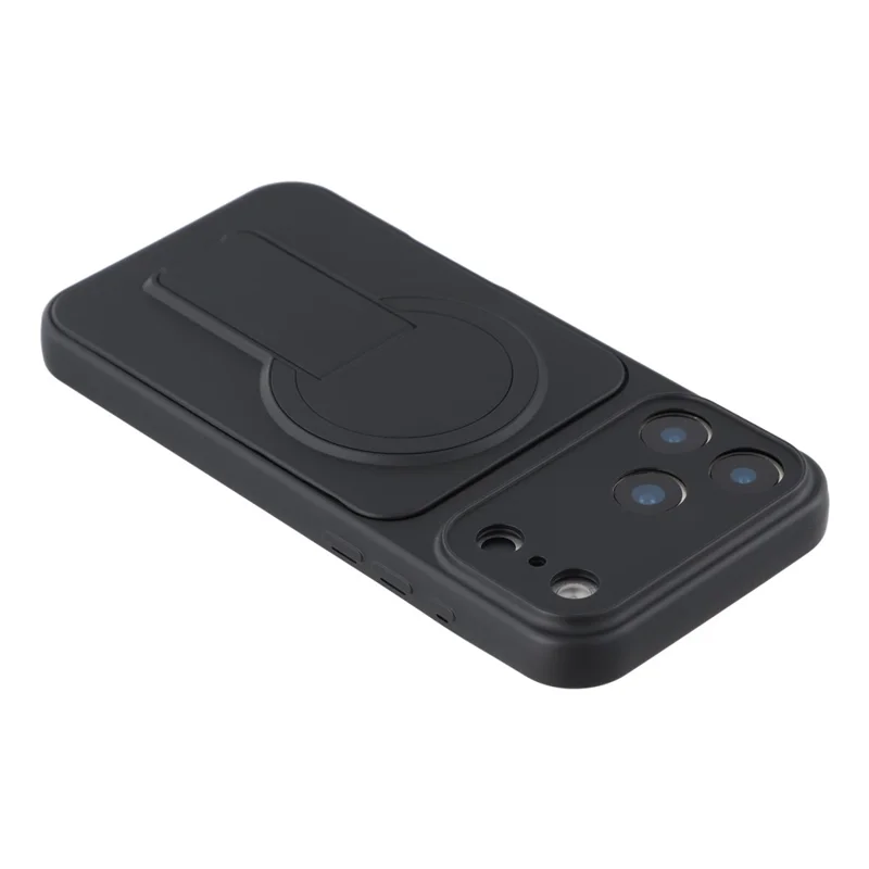 For iPhone 17 Pro Case Invisible Kickstand Rubberized Acrylic + TPU Shockproof Phone Cover - Black