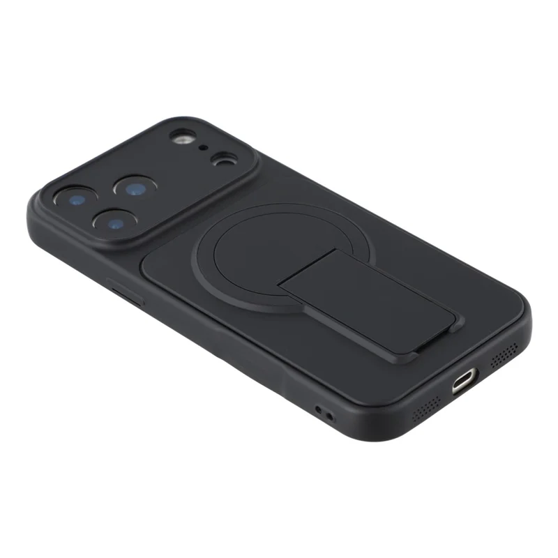 For iPhone 17 Pro Case Invisible Kickstand Rubberized Acrylic + TPU Shockproof Phone Cover - Black