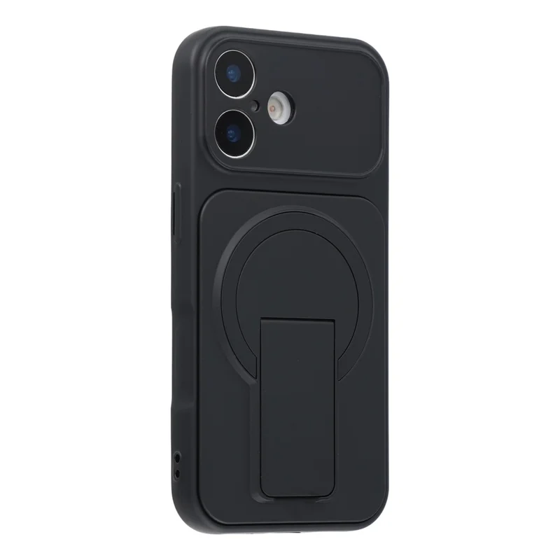 For iPhone 17 Case Invisible Kickstand Rubberized Acrylic + TPU Shockproof Phone Cover - Black