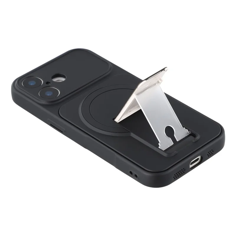 For iPhone 17 Case Invisible Kickstand Rubberized Acrylic + TPU Shockproof Phone Cover - Black