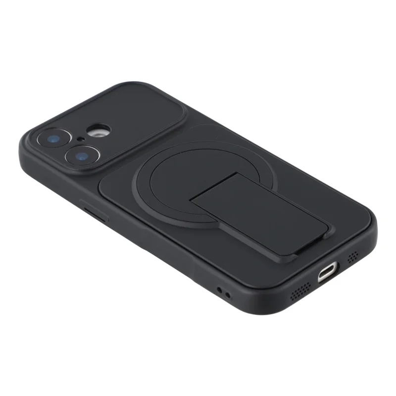 For iPhone 17 Case Invisible Kickstand Rubberized Acrylic + TPU Shockproof Phone Cover - Black