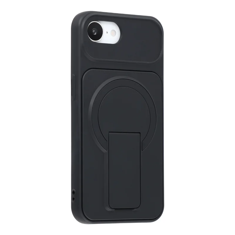 For iPhone 17e / 16e Case Invisible Kickstand Rubberized Acrylic + TPU Shockproof Phone Cover - Black