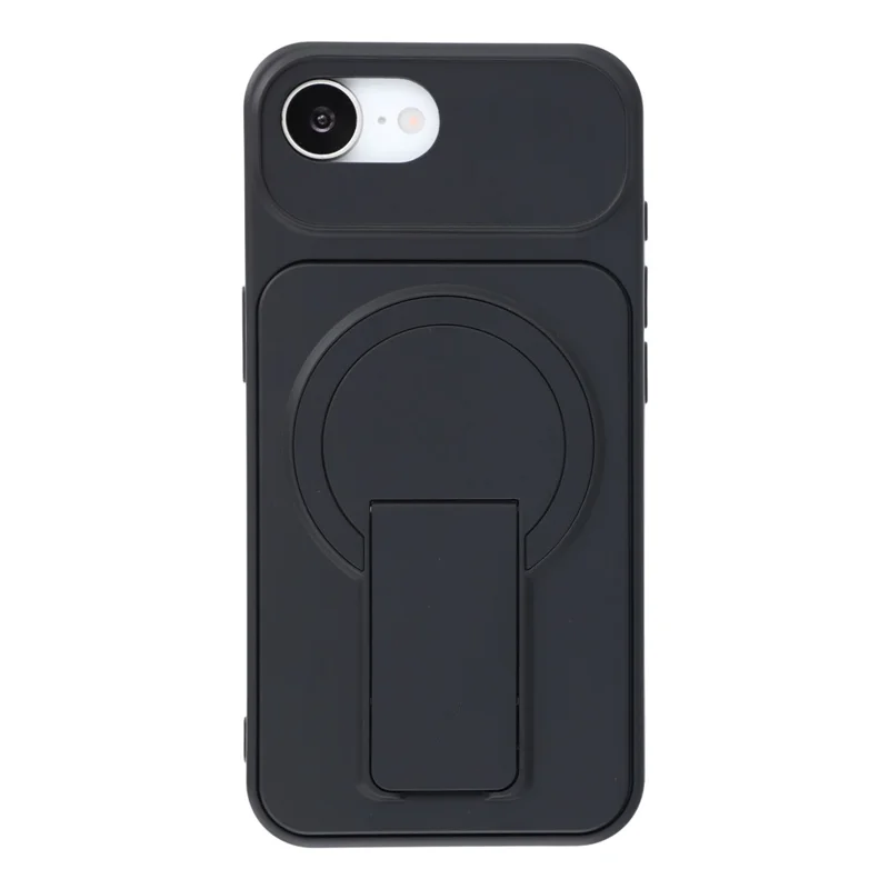 For iPhone 17e / 16e Case Invisible Kickstand Rubberized Acrylic + TPU Shockproof Phone Cover - Black