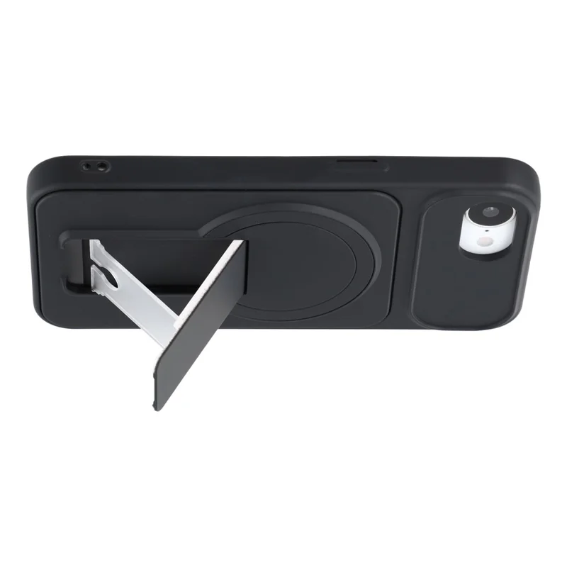 For iPhone 17e / 16e Case Invisible Kickstand Rubberized Acrylic + TPU Shockproof Phone Cover - Black